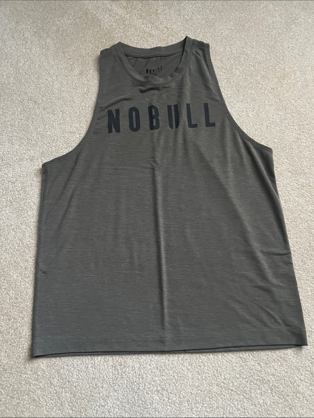NOBULL Women’s Olive Green Athletic Muscle Tank with Black Logo Size M